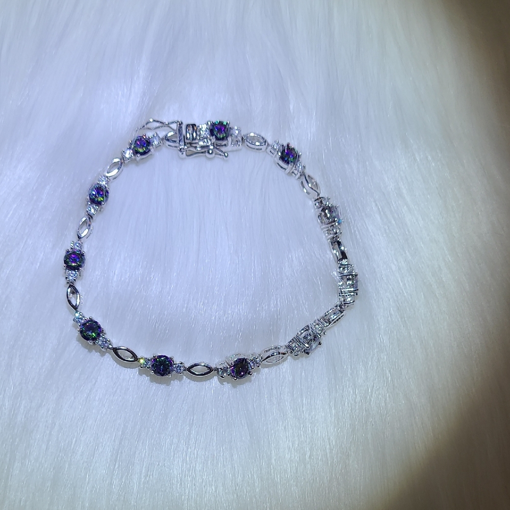 Elegant Silver and Purple Bracelet